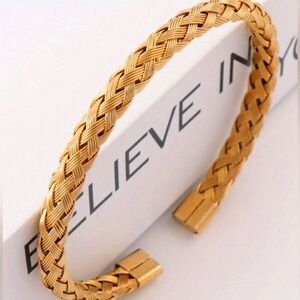 Gold Braided Cuff Bangle